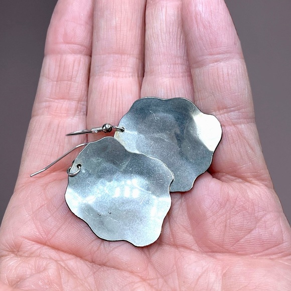 🌺Vintage Large Sterling & Copper Tribal Earrings - Picture 5 of 9